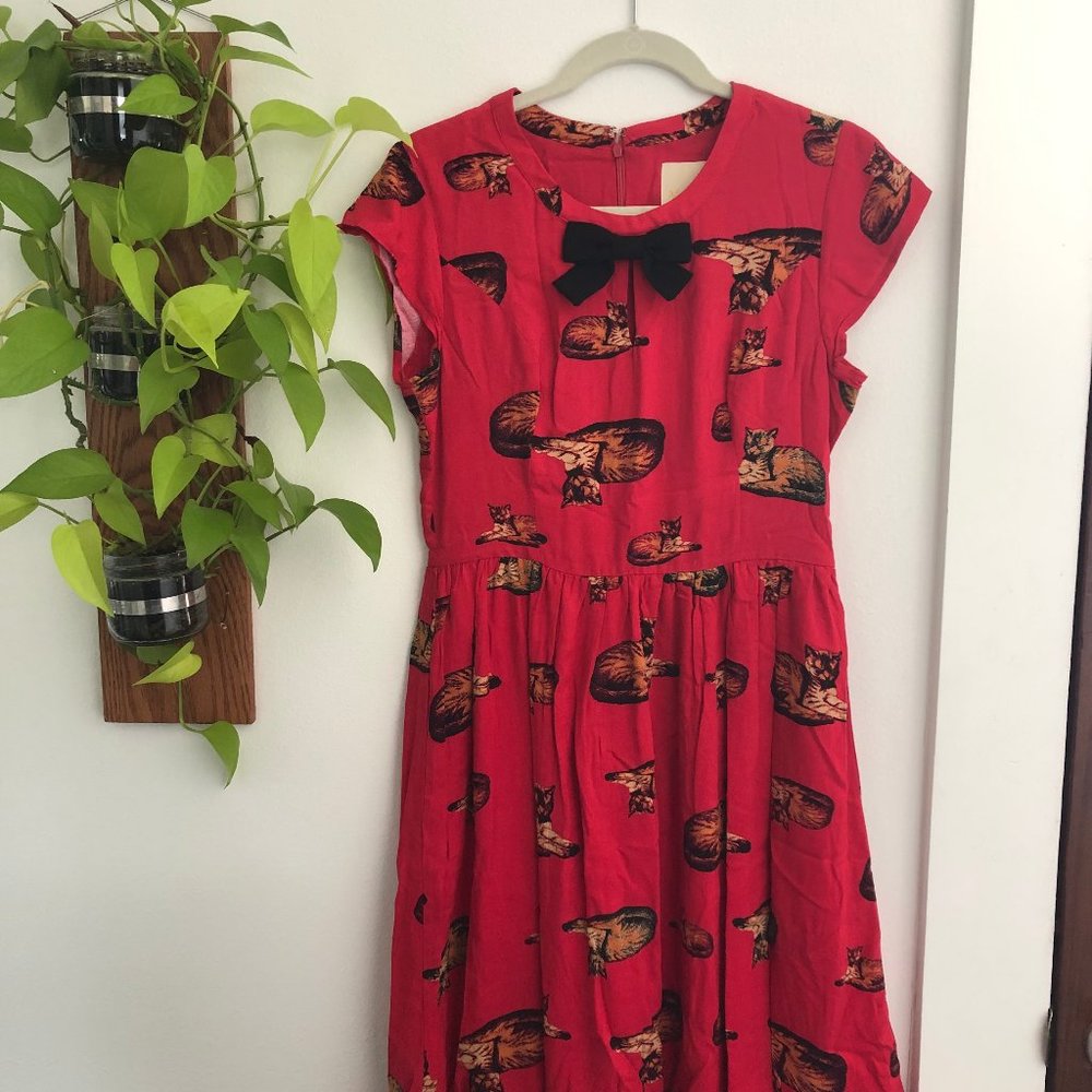 Adorable ModCloth Kitty-Print Party Dress